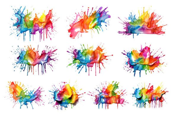 Download Rainbow Paint Splash, Paint Splatter Set - Paint Collection