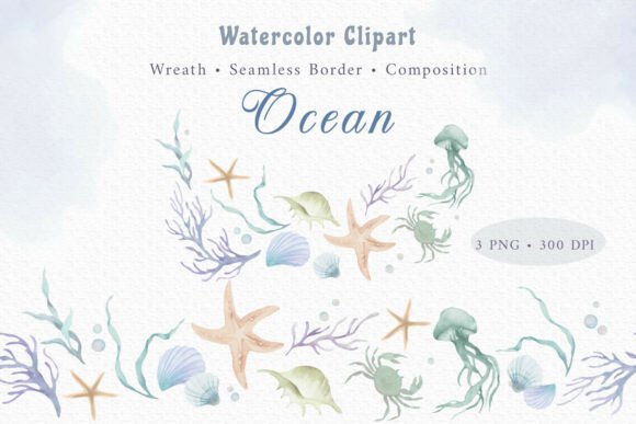 Download Hand Painted Watercolor Ocean Clipart - Paint Collection