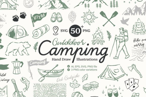 Download Outdoor Camping Hand Drawn Illustrations - Hand drawn illustrations Collection